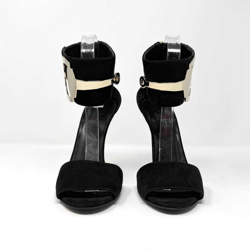 Gucci Black Suede Strappy Heels Ankle Strap Sandals 37 - Picture 2 of 8